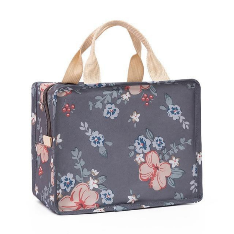 Sac isotherme repas fleuri 10 L, poches extérieures, bandoulière
