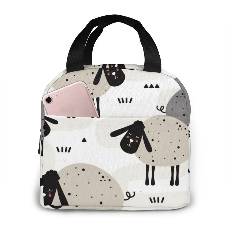 Grand sac isotherme petits moutons, nylon imperméable et poche avant