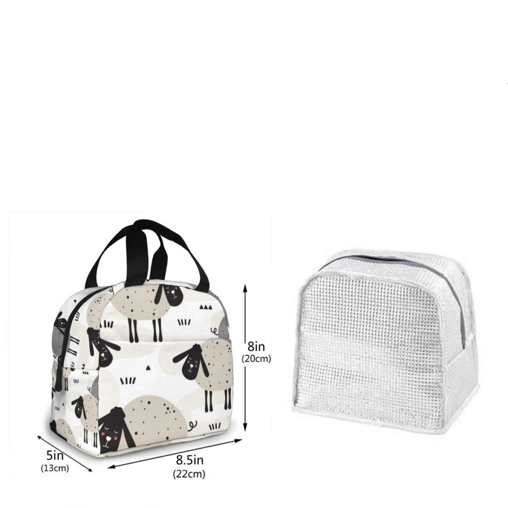 Grand sac isotherme petits moutons, nylon imperméable et poche avant