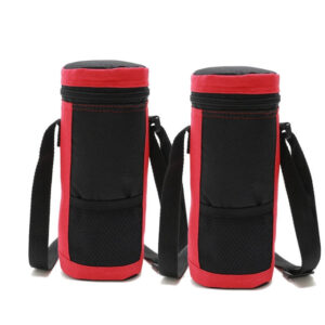 Sac isotherme pour bouteille en nylon, avec poches, bleu ou rouge