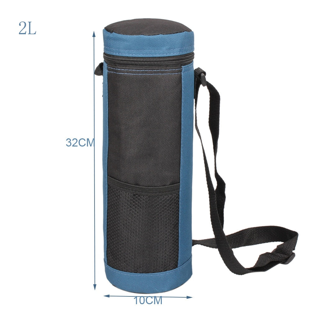 Sac isotherme pour bouteille en nylon, avec poches, bleu ou rouge