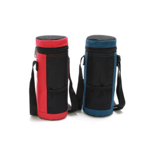 Sac isotherme pour bouteille en nylon, avec poches, bleu ou rouge