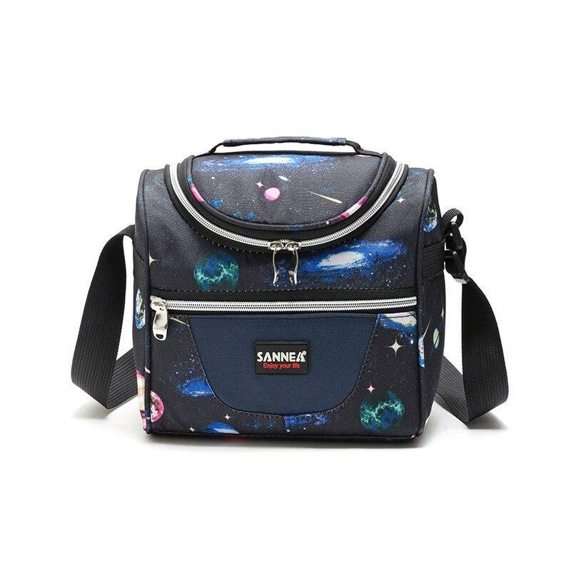 Sac isotherme repas enfant, motif fleurs ou espace