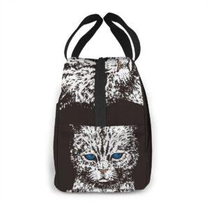 Sac isotherme repas à imprimé chat, compact avec bandoulière