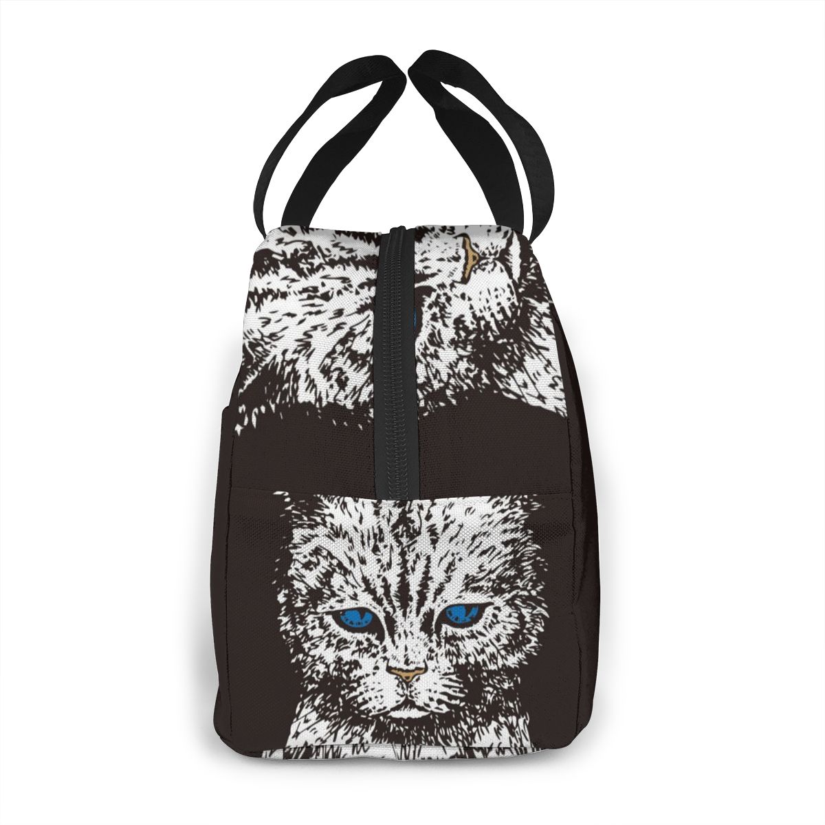 Sac isotherme repas à imprimé chat, compact avec bandoulière