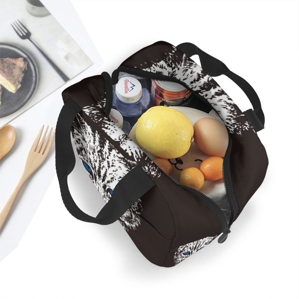 Sac isotherme repas à imprimé chat, compact avec bandoulière