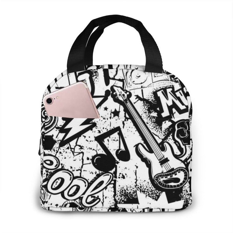 Grand sac isotherme repas motif musique, 40 × 20 × 30 cm