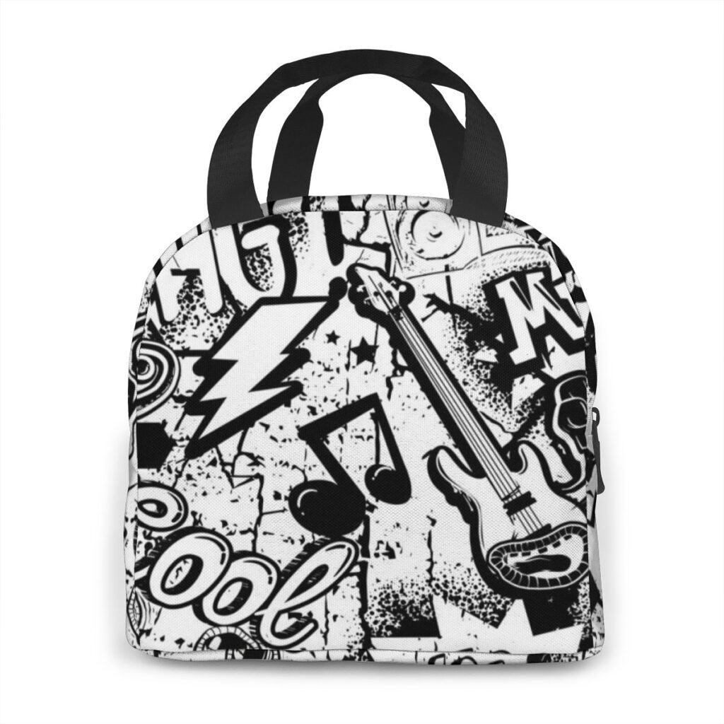 Grand sac isotherme repas motif musique, 40 × 20 × 30 cm