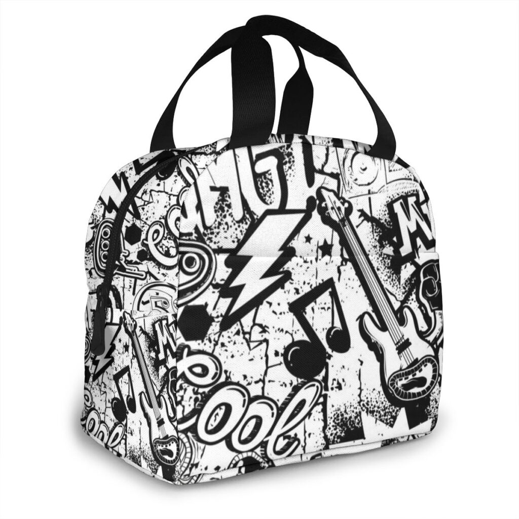 Grand sac isotherme repas motif musique, 40 × 20 × 30 cm
