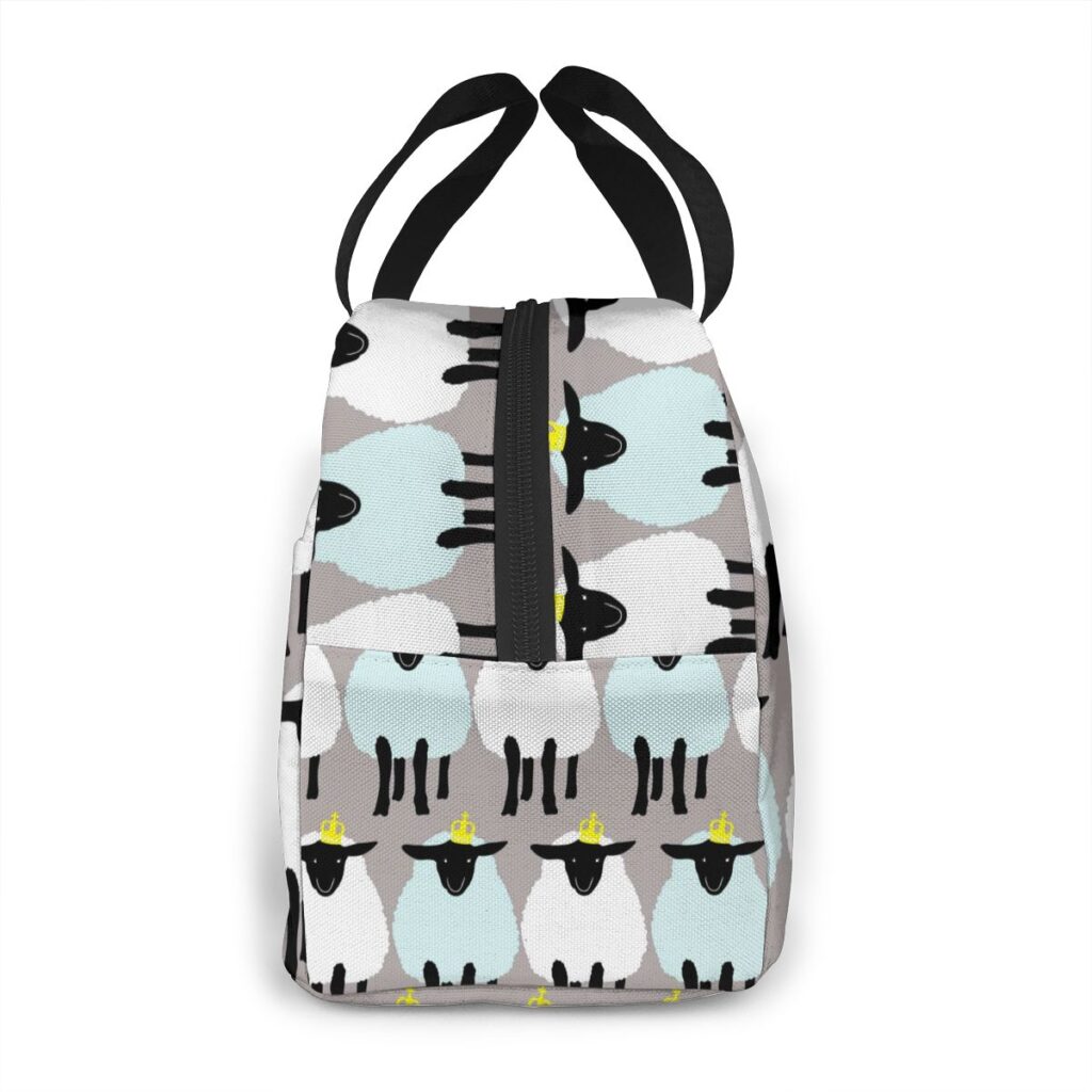 Sac isotherme repas motif petits moutons, nylon et aluminium