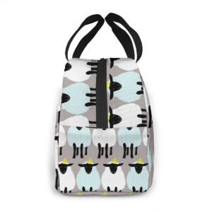Sac isotherme repas motif petits moutons, nylon et aluminium