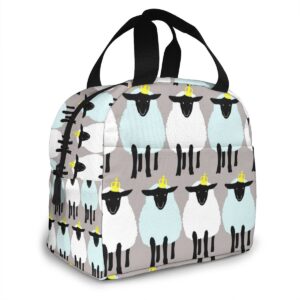 Sac isotherme repas motif petits moutons, nylon et aluminium