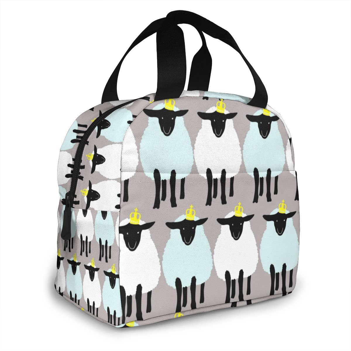 Sac isotherme repas motif petits moutons, nylon et aluminium