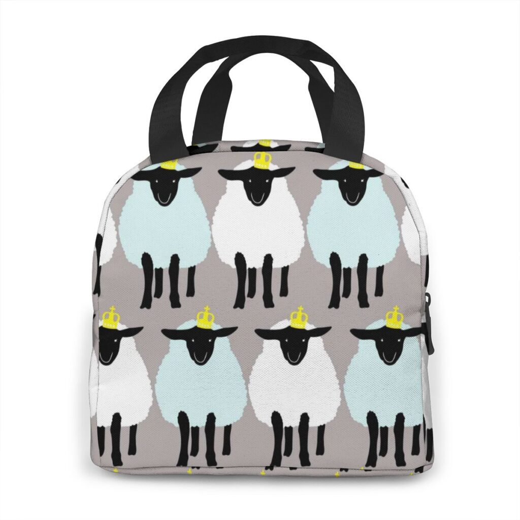 Sac isotherme repas motif petits moutons, nylon et aluminium