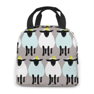 Sac isotherme repas motif petits moutons, nylon et aluminium