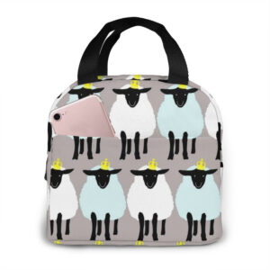 Sac isotherme repas motif petits moutons, nylon et aluminium