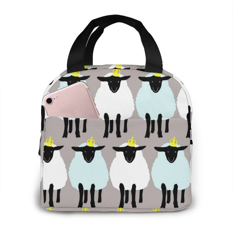 Sac isotherme repas motif petits moutons, nylon et aluminium