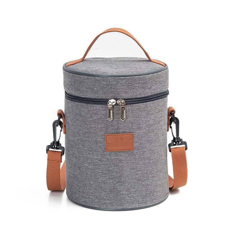 Sac isotherme rond de forme cylindrique, polyester et aluminium