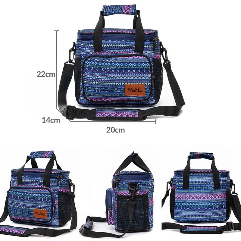 Sac lunch isotherme à motifs aztèques et bandoulière
