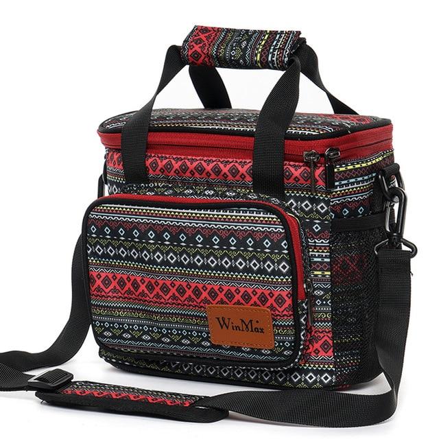 Sac lunch isotherme à motifs aztèques et bandoulière