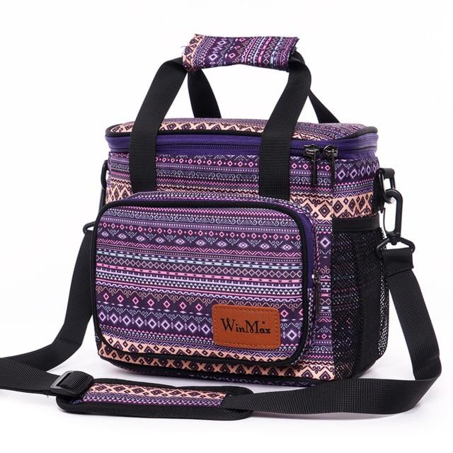 Sac lunch isotherme à motifs aztèques et bandoulière