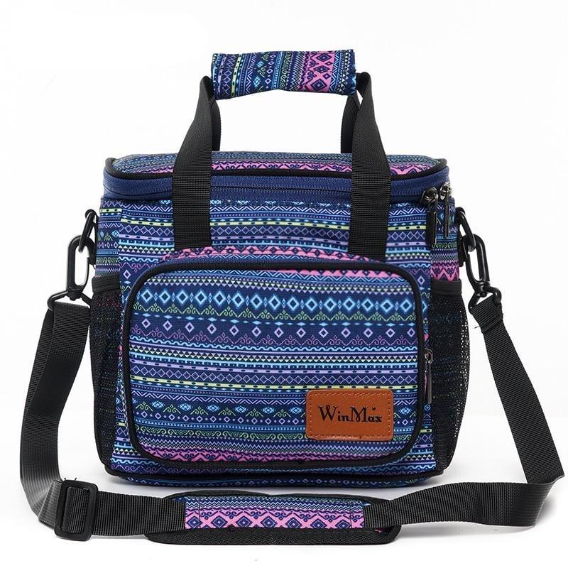 Sac lunch isotherme à motifs aztèques et bandoulière