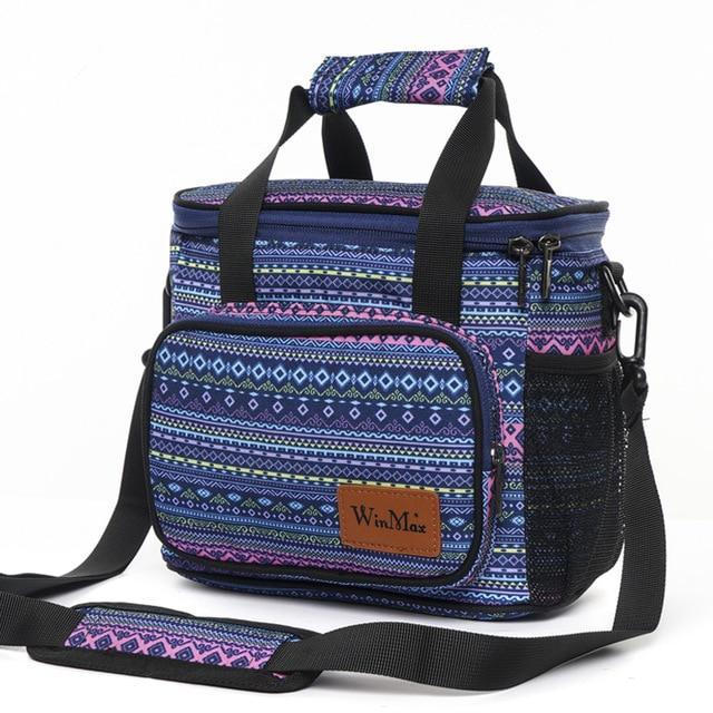 Sac lunch isotherme à motifs aztèques et bandoulière