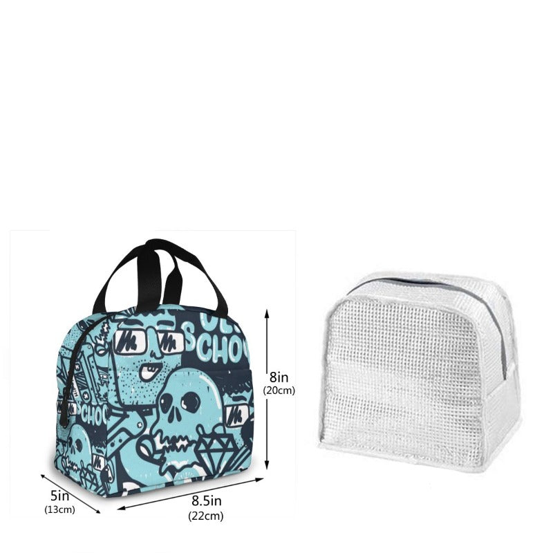 Sac repas isotherme style hip-hop, nylon, bandoulière rembourrée