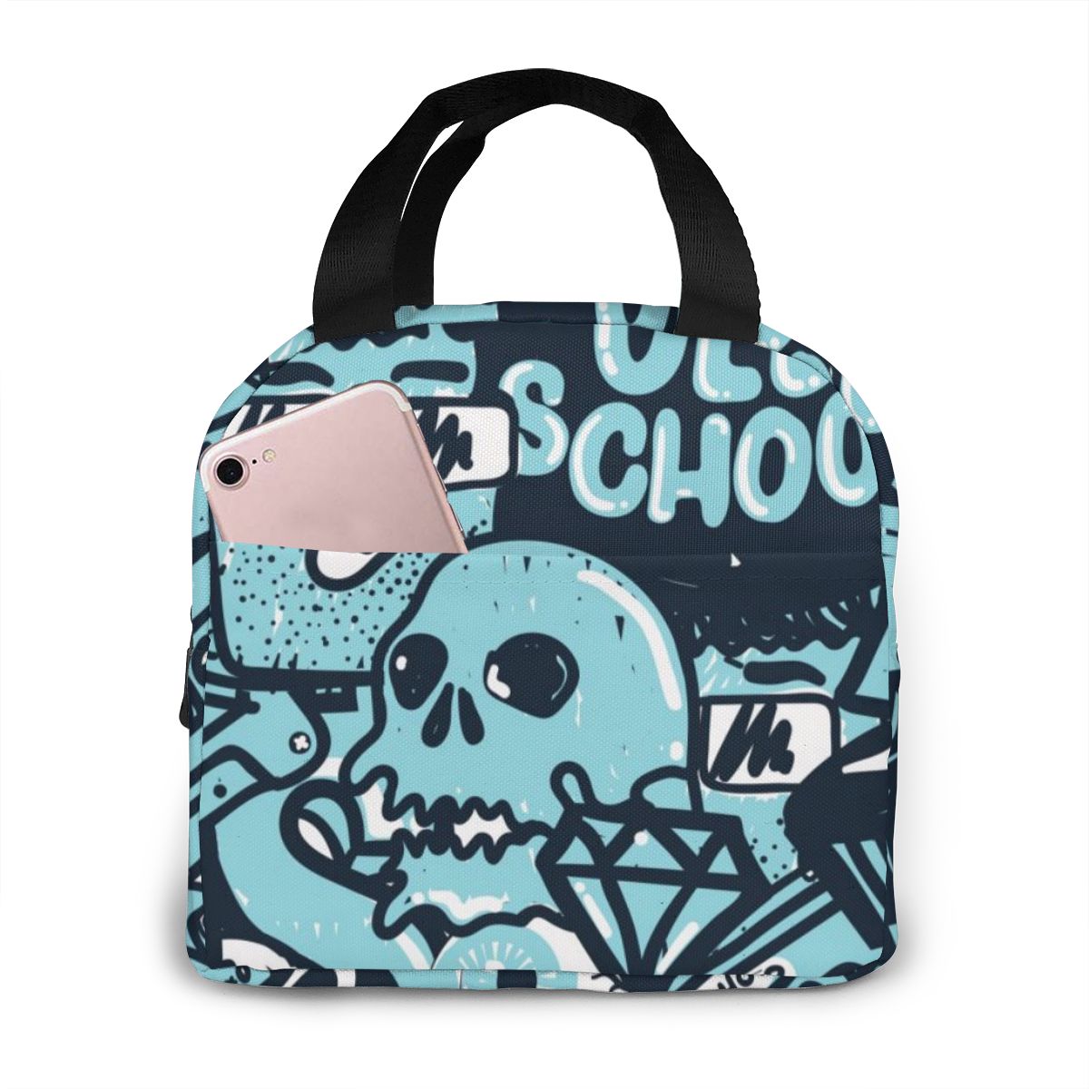 Sac repas isotherme style hip-hop, nylon, bandoulière rembourrée