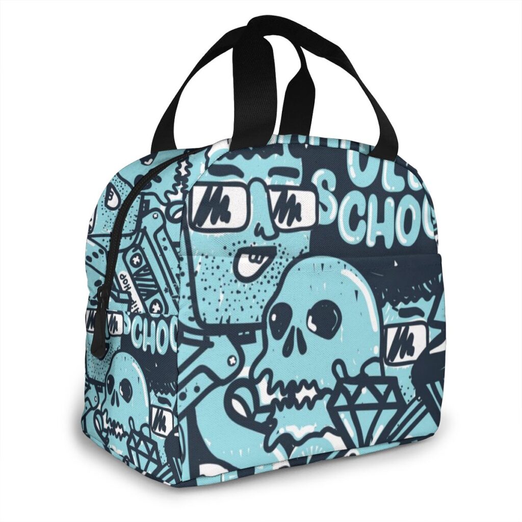 Sac repas isotherme style hip-hop, nylon, bandoulière rembourrée