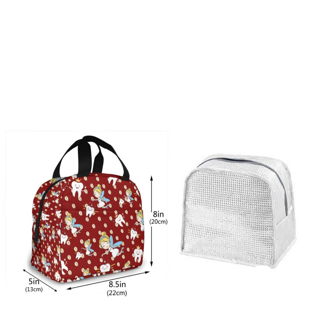 Sac repas isotherme motif petites dents, tissu Oxford, 8 L