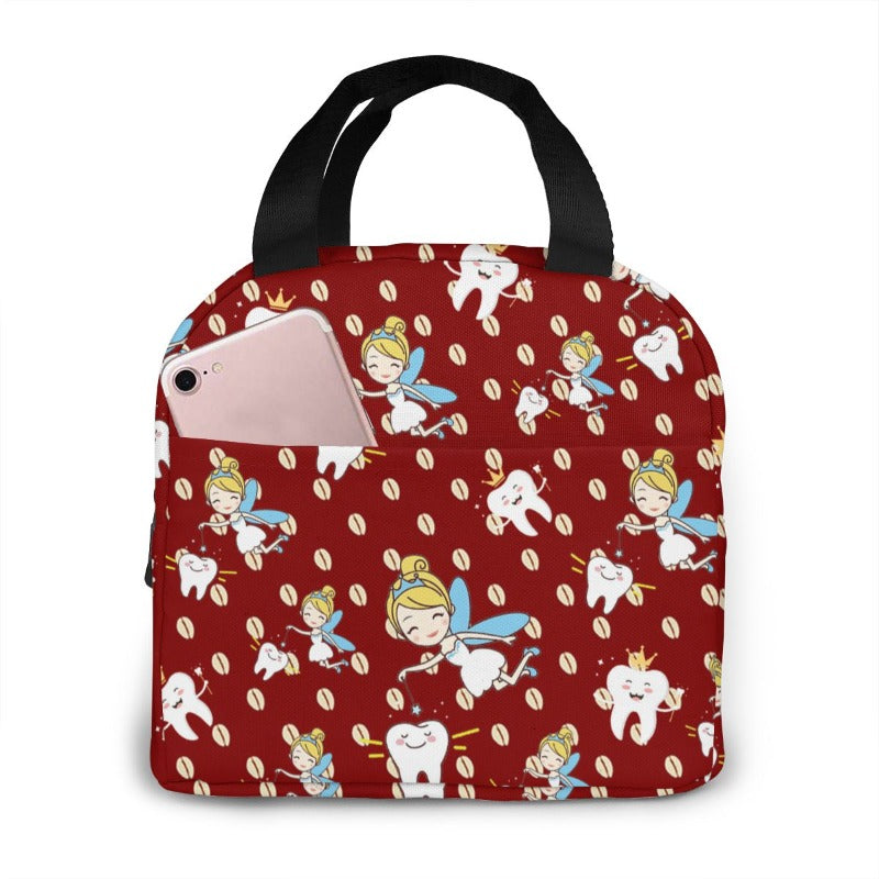Sac repas isotherme motif petites dents, tissu Oxford, 8 L