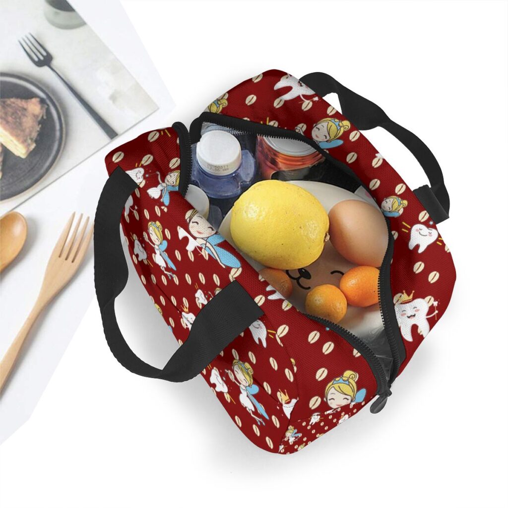 Sac repas isotherme motif petites dents, tissu Oxford, 8 L