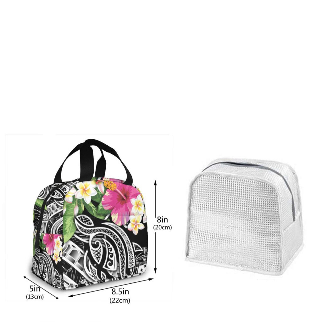 Sac repas isotherme à motif polynésien, polyester, 30 × 20 × 20 cm