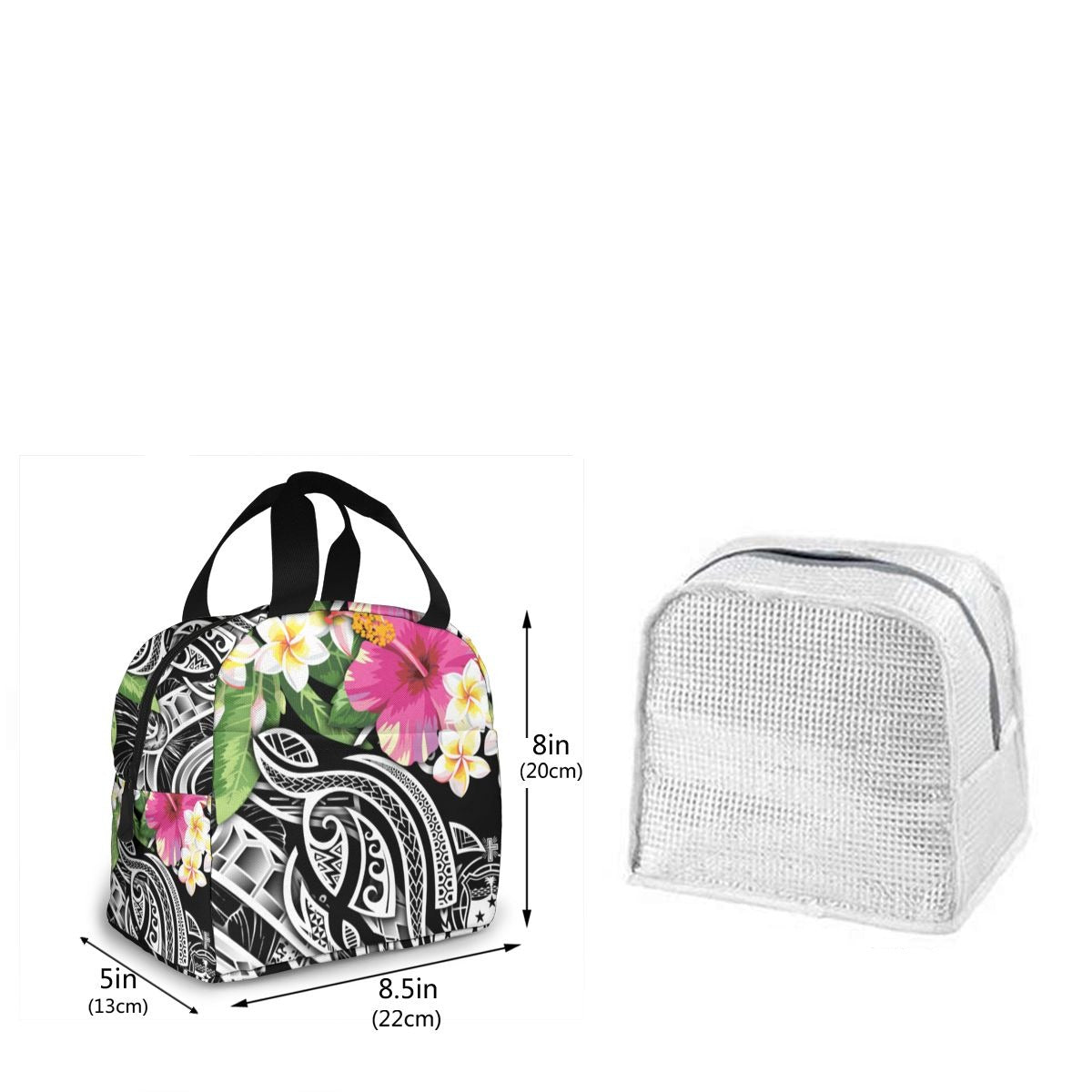 Sac repas isotherme à motif polynésien, polyester, 30 × 20 × 20 cm
