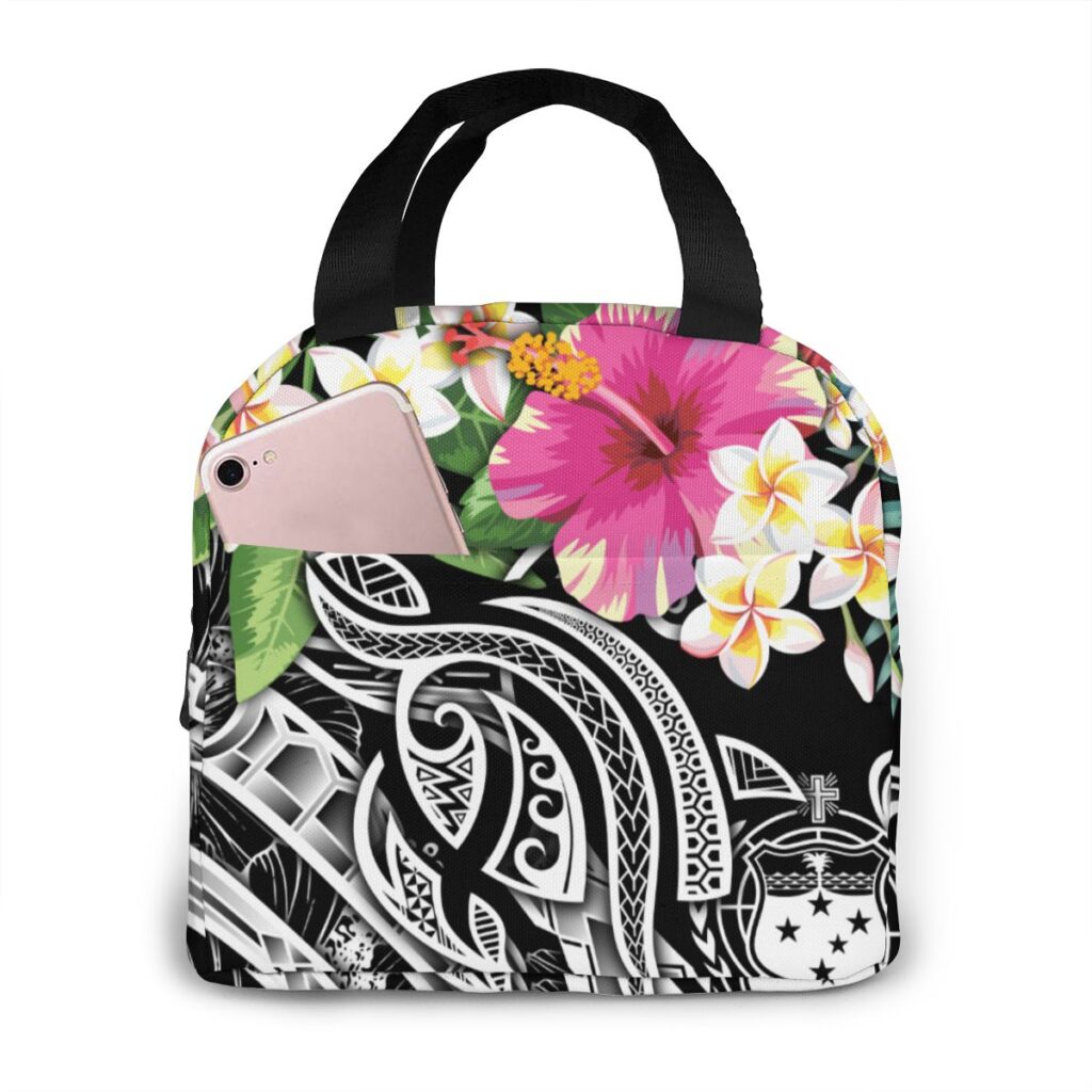 Sac repas isotherme à motif polynésien, polyester, 30 × 20 × 20 cm
